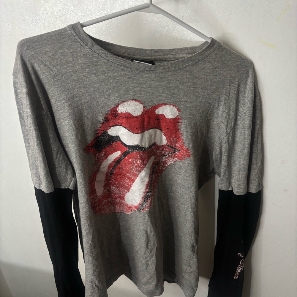 The Rolling Stones Gray and Black Long Sleeve Tee